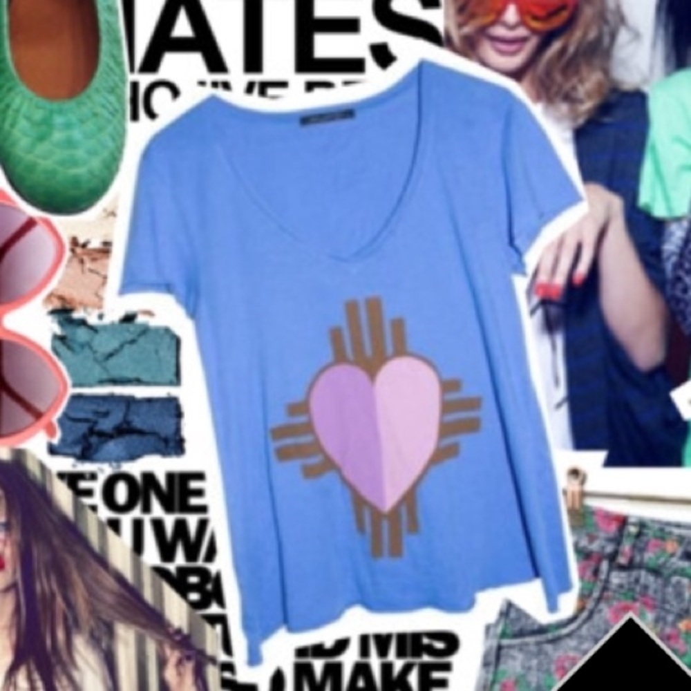 Wildfox Cherokee Heart Tee in Blue Sm